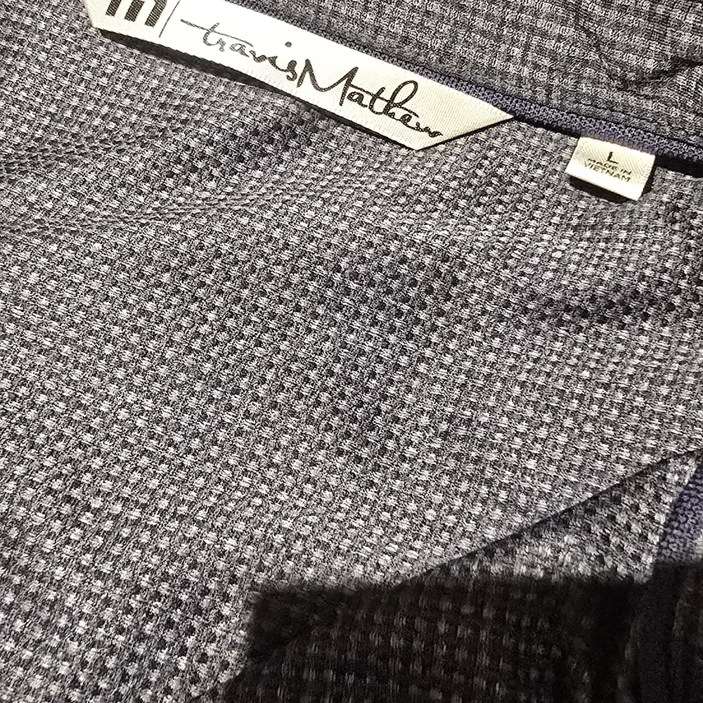 Travis Mathew Textured Gray/Steel Blue Polo - Picture 4 of 4